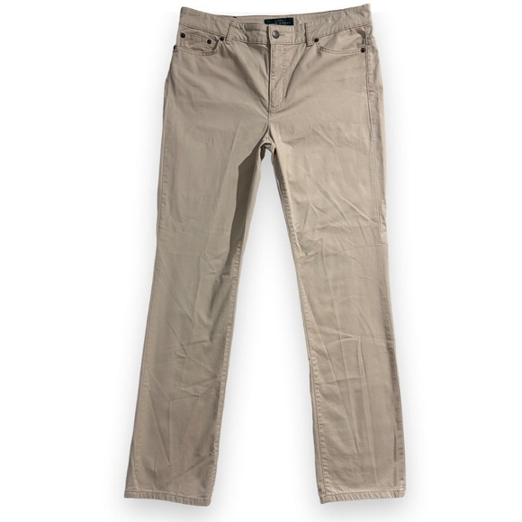 Lauren Ralph Lauren Pants - Lauren Ralph Lauren Jeans Co Women Cream Chino Pants 12 Tan Straight Leg Cotton